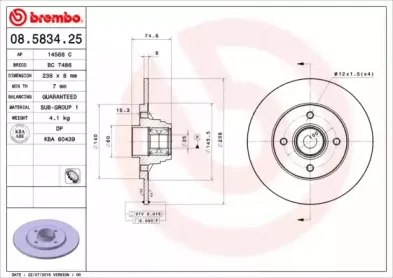 08.5834.25 BREMBO Тормозной диск