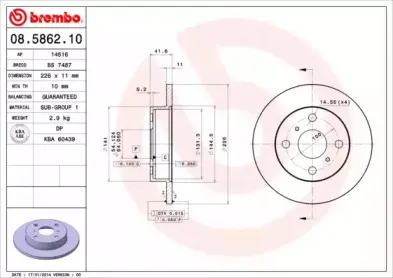 08.5862.10 BREMBO Тормозной диск