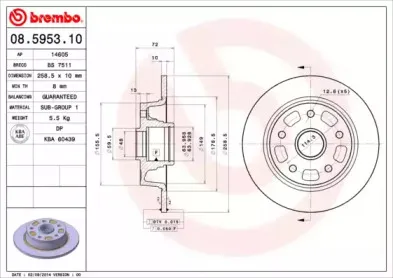 08.5953.10 BREMBO Тормозной диск