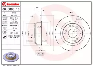 08.6898.10 BREMBO Тормозной диск