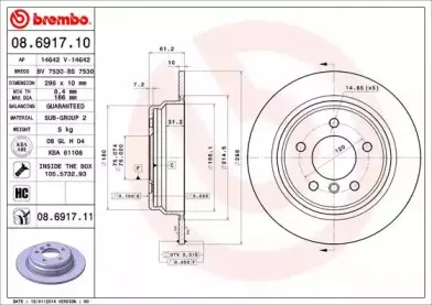 08.6917.10 BREMBO Тормозной диск