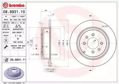 08.6931.11 BREMBO Тормозной диск