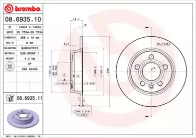 08.6935.11 BREMBO Тормозной диск