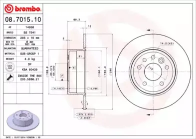 08.7015.10 BREMBO Тормозной диск
