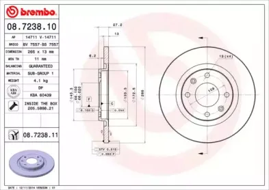 08.7238.11 BREMBO Тормозной диск