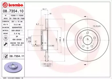 08.7354.11 BREMBO Тормозной диск