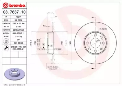08.7637.10 BREMBO Тормозной диск