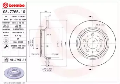 08.7765.10 BREMBO Тормозной диск