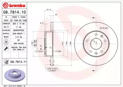 08.7814.10 BREMBO Тормозной диск