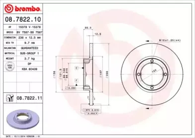 08.7822.10 BREMBO Тормозной диск
