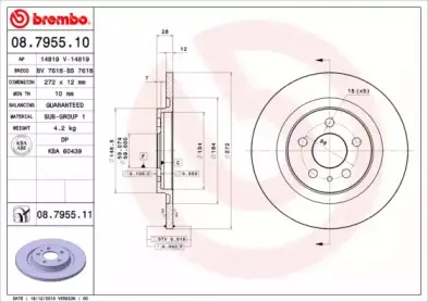 08.7955.11 BREMBO Тормозной диск