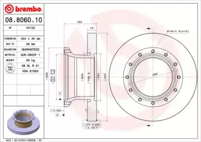 08.8060.10 BREMBO Тормозной диск