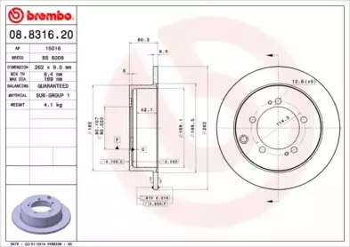 08.8316.20 BREMBO Тормозной диск