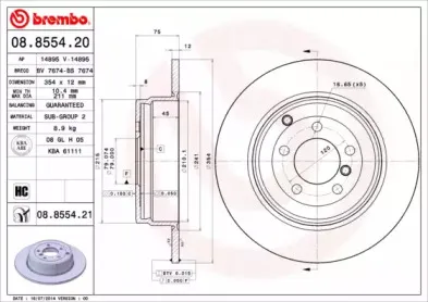 08.8554.20 BREMBO Тормозной диск