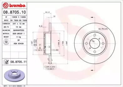 08.8705.11 BREMBO Тормозной диск