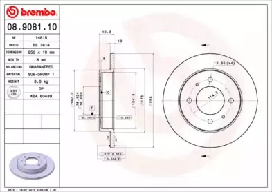 08.9081.10 BREMBO Тормозной диск