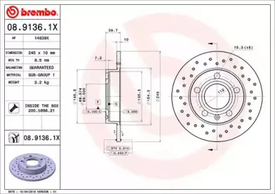 08.9136.1X BREMBO Тормозной диск