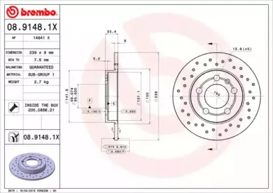08.9148.1X BREMBO Тормозной диск