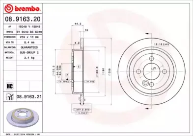 08.9163.20 BREMBO Тормозной диск