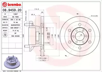 08.9459.20 BREMBO Тормозной диск