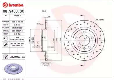 08.9460.3X BREMBO Тормозной диск
