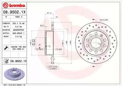 08.9502.1X BREMBO Тормозной диск