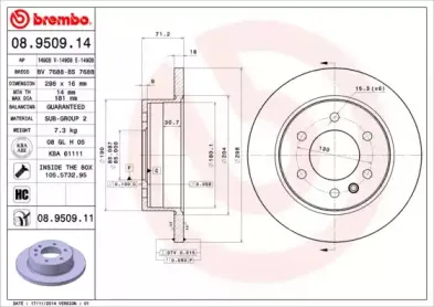 08.9509.11 BREMBO Тормозной диск