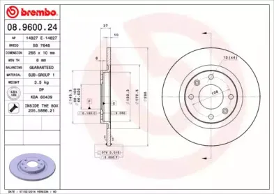 08.9600.24 BREMBO Тормозной диск