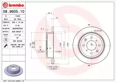 08.9605.10 BREMBO Тормозной диск