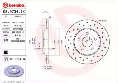 08.9734.1X BREMBO Тормозной диск
