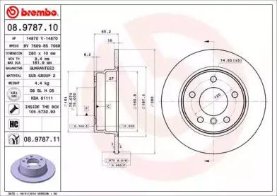 08.9787.11 BREMBO Тормозной диск
