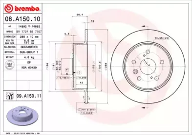 08.A150.11 BREMBO Тормозной диск
