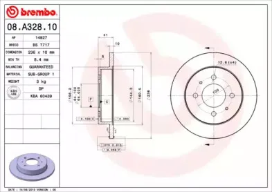 08.A328.10 BREMBO Тормозной диск