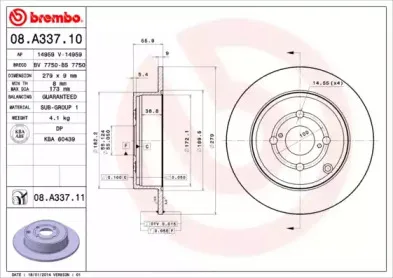 08.A337.10 BREMBO Тормозной диск