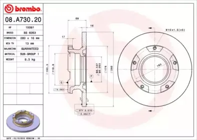 08.A730.20 BREMBO Тормозной диск