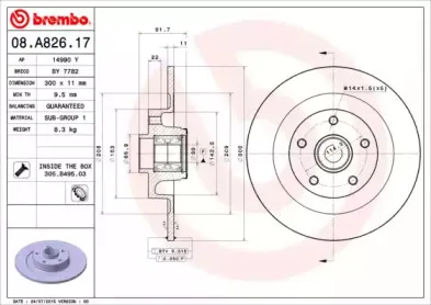 08.A826.17 BREMBO Тормозной диск