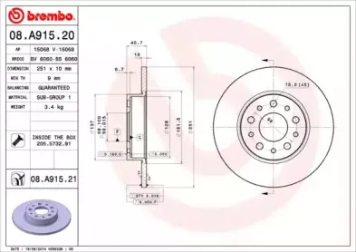 08.A915.20 BREMBO Тормозной диск