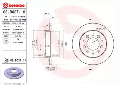 08.B027.11 BREMBO Тормозной диск