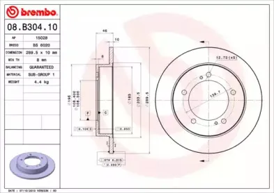 08.B304.10 BREMBO Тормозной диск