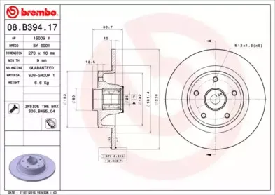 08.B394.17 BREMBO Тормозной диск