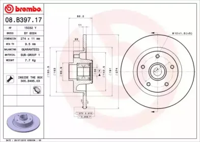 08.B397.17 BREMBO Тормозной диск
