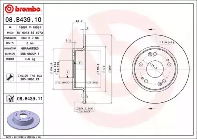 08.B439.11 BREMBO Тормозной диск