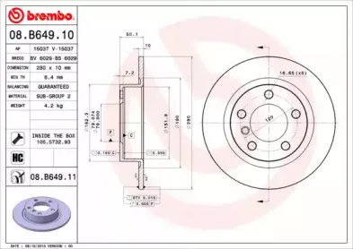 08.B649.11 BREMBO Тормозной диск