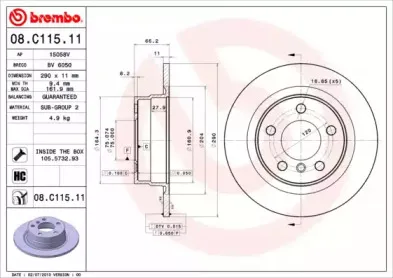 08.C115.11 BREMBO Тормозной диск