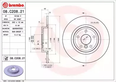 08.C208.21 BREMBO Тормозной диск