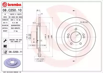 08.C250.10 BREMBO Тормозной диск
