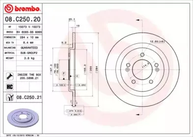 08.C250.21 BREMBO Тормозной диск