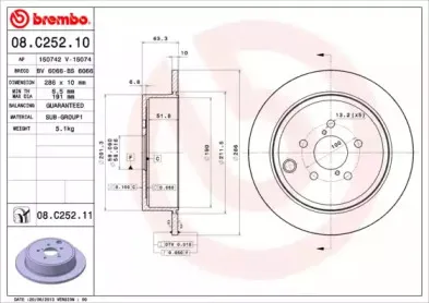 08.C252.11 BREMBO Тормозной диск