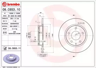 08.C653.11 BREMBO Тормозной диск