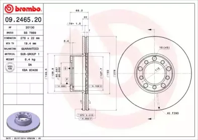 09.2465.20 BREMBO Тормозной диск